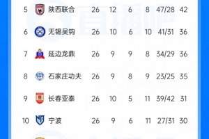 中甲积分榜单：广州豹提前4轮夺冠冲超，支云领先第三2分占据主动权